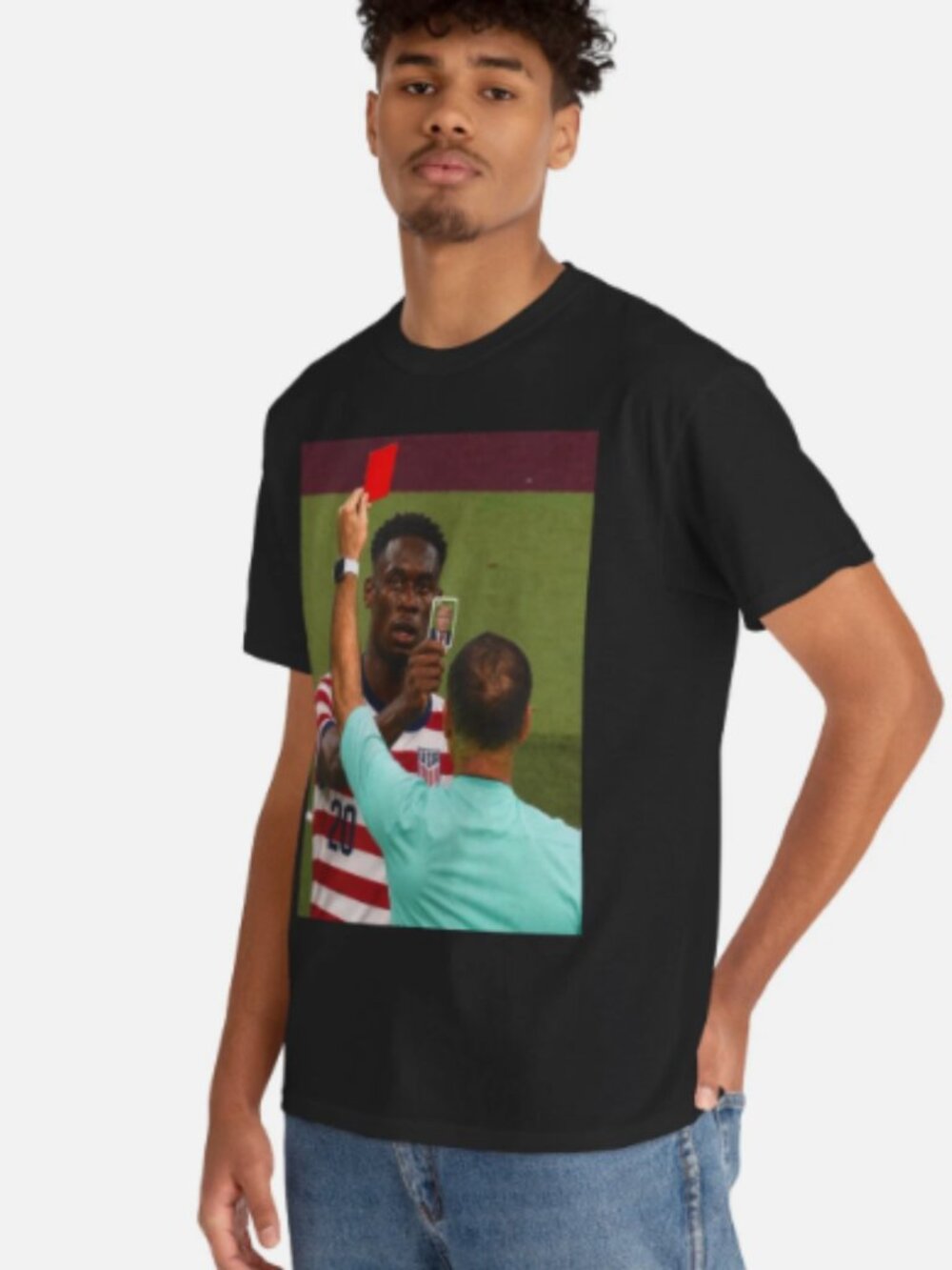Soccer Referee Red Card Graphic Black T-Shirt Funny Sports Tee